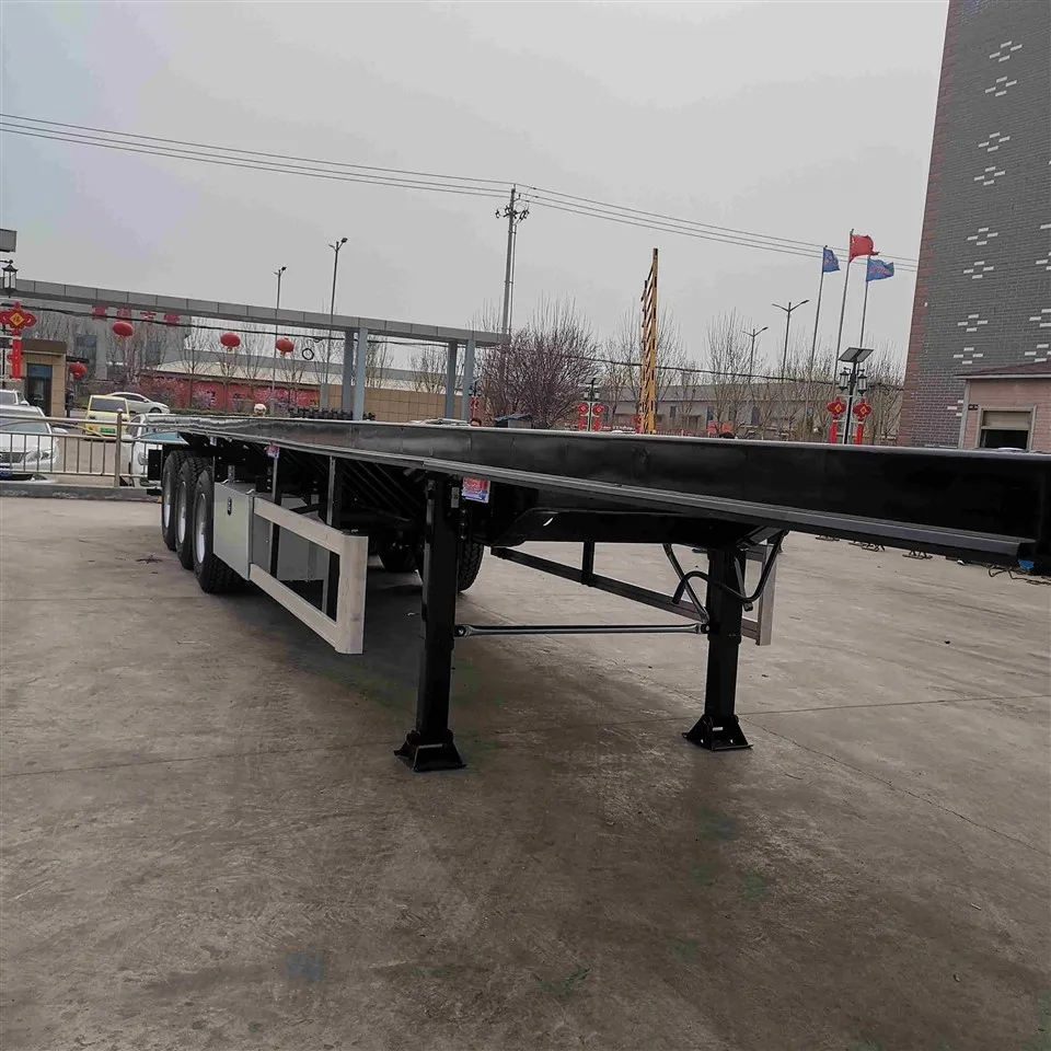 Tri - Axle 40Feet Flatbed Container Semi Truck Trailer Dijual